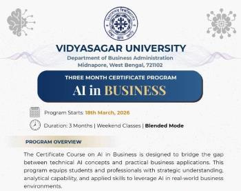 Three month Certificate Program on "AI in Business" offered by Dept. of Business Administration